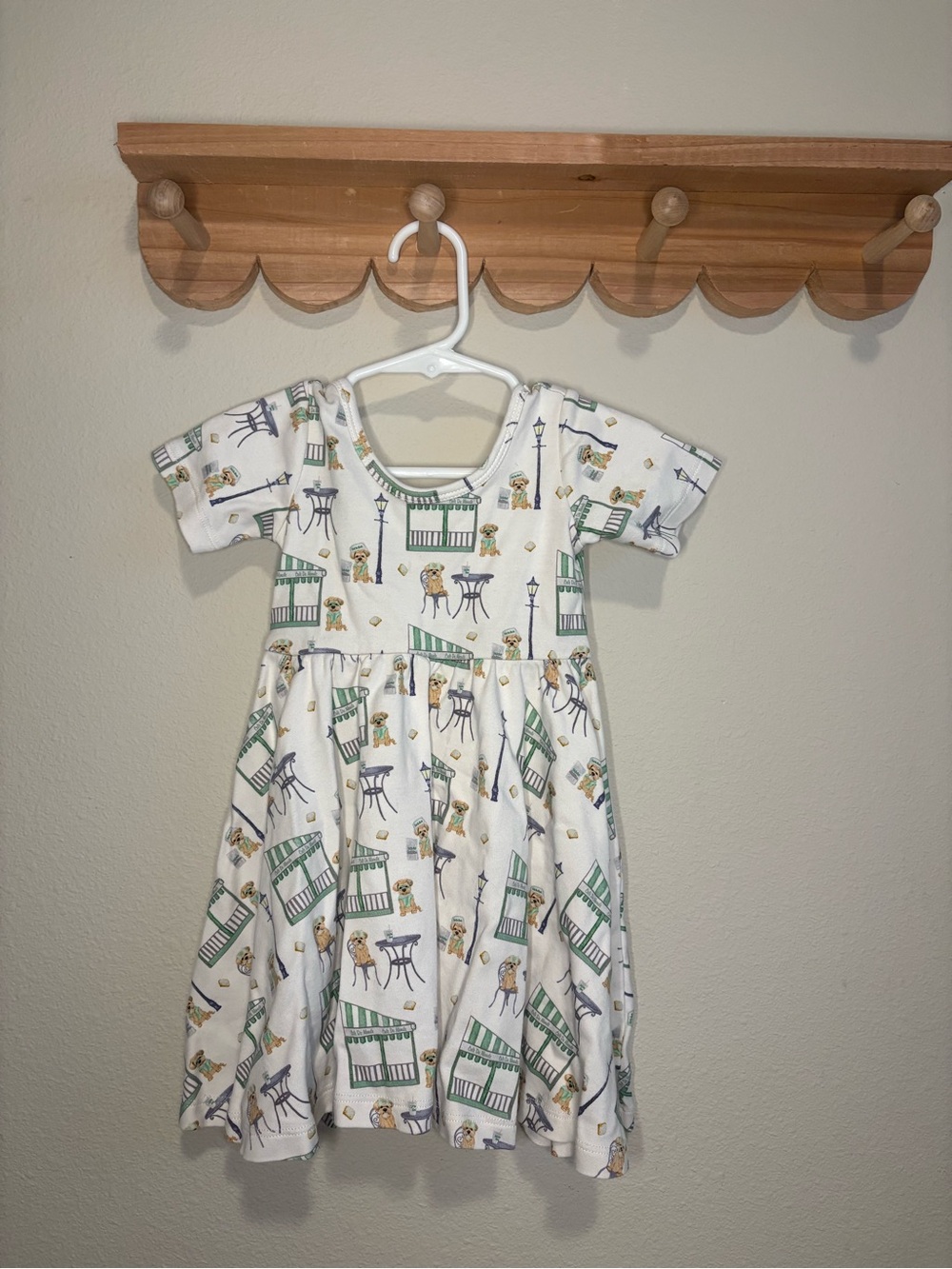 White Garden-Print Short Sleeve Dress for Kids
